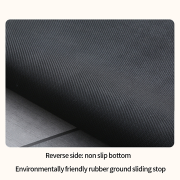 Black textured mat with non-slip bottom on a gray surface