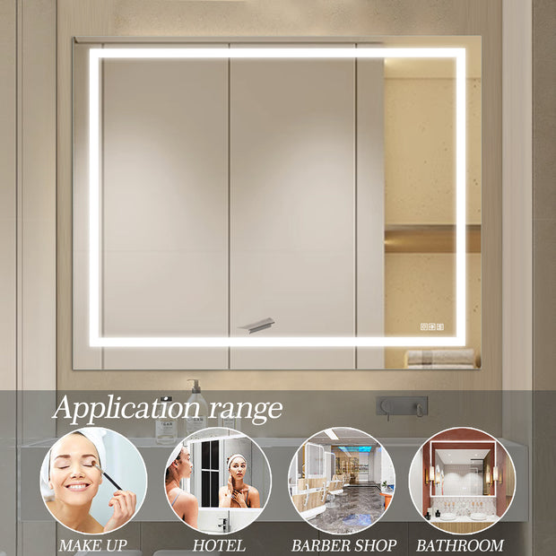 LED Bathroom Mirror 48x 36 Inch with lights, anti-Fog & Dimming Led Bathroom Vanity Mirror