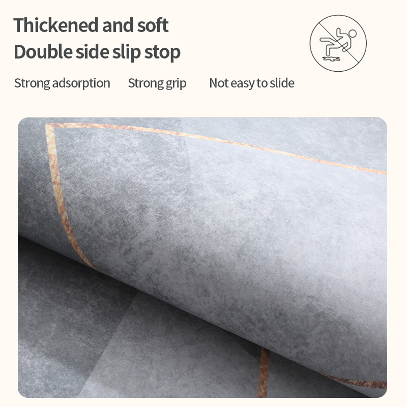 Roll of thick, soft slip stop mat with text highlighting its features on a white background.