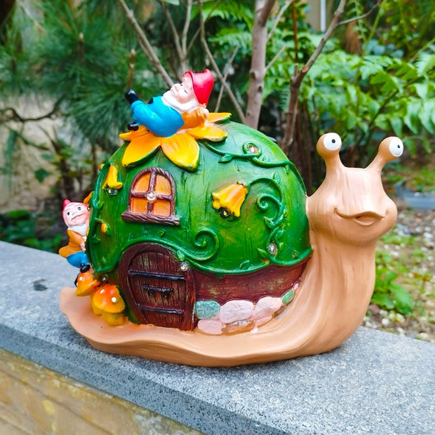 Solar powered outdoor animal snail elf ornament