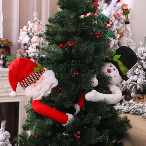 Christmas Tree Toppers Santa Snowman Hugger With Hat And Poseable Arms Holiday Decorations Ornaments Winter Party Decor Product