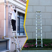 8.5FT telescopic ladder made of aluminum alloy, versatile folding telescopic ladder with hooks and triangular support frame