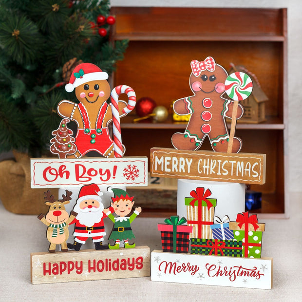 Christmas Decorations Desktop Table Gingerbread Man Biscuit Man Wooden Decorations Christmas Wooden Decorations