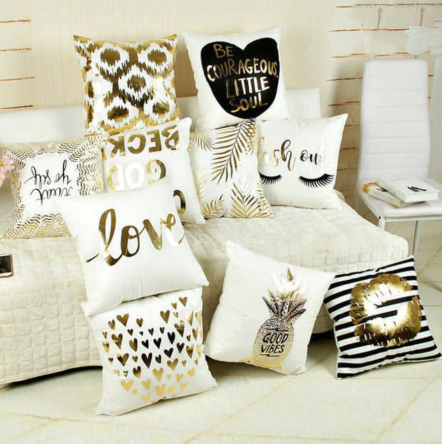 Christmas Cushion Cover Decorative Pillow Case Eco-Friendly Gold Sofa Seat Case Car Pillowcase Soft Bed Pillow Case