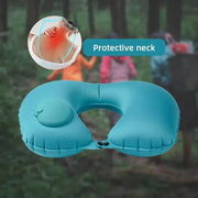 U Shape Neck Cushion Automatic Air Inflatable Pillow Compress Ring For Airplane Car Outdoor Travel