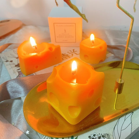 Fan shaped cheese candle ins style home scene shooting props, decorations, hand gifts, cheese aroma candles