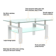 White Coffee Table Clear Coffee Table Modern Side Center Tables for Living Room Living Room Furniture