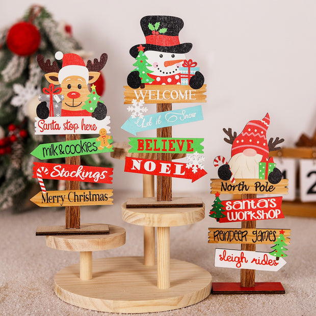 Christmas Home Decoration Colorful Wooden Christmas Tree Ornament Cartoon Forest Man Wooden Ornament