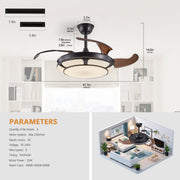 Modern Minimalist Invisible Ceiling Fan Light - Retractable Fan With LED Fixtures - For Living Room, Bedroom and Dining room