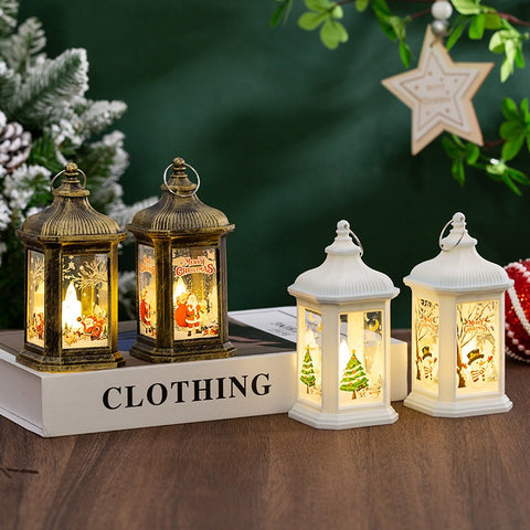 Christmas decoration supplies LED candles wind lights Christmas hanging lights hand-held retro night lights window decorations