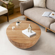 35.43"Vintage Style Bucket Shaped Coffee Table for Office Dining Room and Living Room Natural