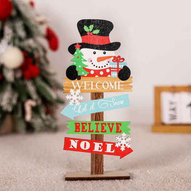 Christmas Home Decoration Colorful Wooden Christmas Tree Ornament Cartoon Forest Man Wooden Ornament