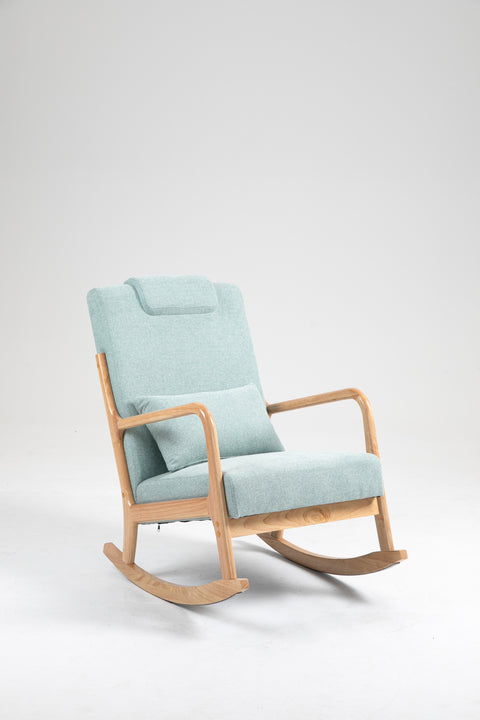 Rocking Chair Upholstered Fabric Rocking Armchair Indoor with High Backrest Glider Chairs and Lumbar Pillow for Living Room