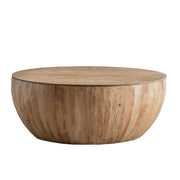 35.43"Vintage Style Bucket Shaped Coffee Table for Office Dining Room and Living Room Natural