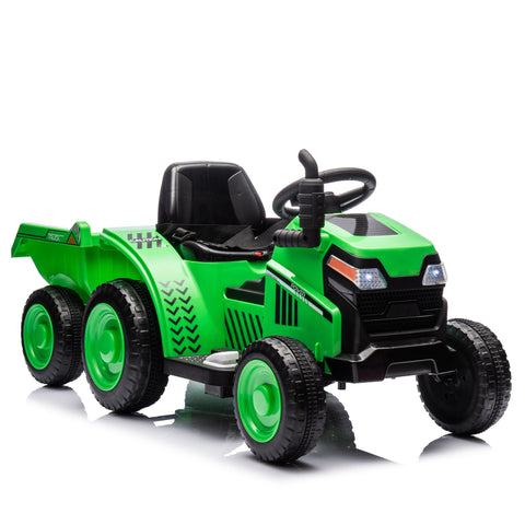 12V children ride the electric tractor "Black Knight" with a detachable storage tugboat and power display screen.