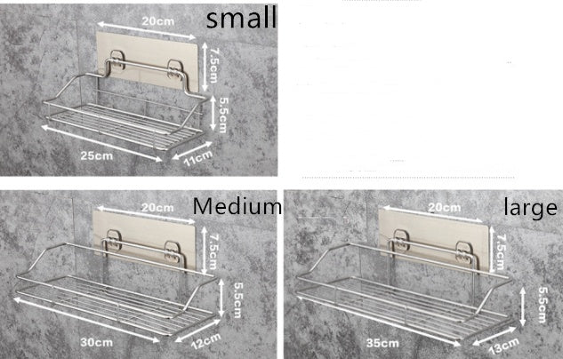 Three sizes of wall-mounted shelves with dimensions labeled on a gray background.