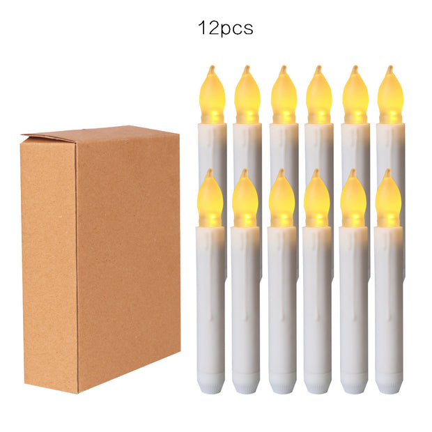 12pcs Long Candle Wedding Birthday Pie Led Electronic Candle Lights Halloween Christmas Dinner Candles