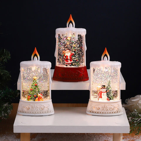 Christmas glowing water filled candles small wind lamps decorative gifts for the elderly water landscape lamps ﻿