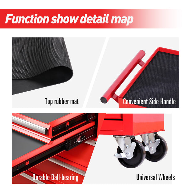 Rolling toolbox with 7 drawers and wheels, multifunctional tool cart storage cabinet