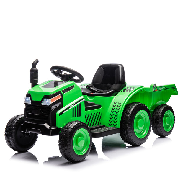 12V children ride the electric tractor "Black Knight" with a detachable storage tugboat and power display screen.