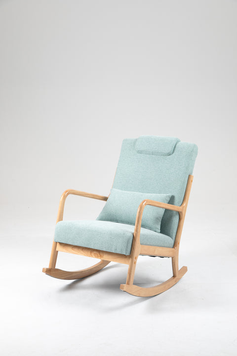 Rocking Chair Upholstered Fabric Rocking Armchair Indoor with High Backrest Glider Chairs and Lumbar Pillow for Living Room