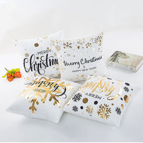 Christmas Cushion Cover Decorative Pillow Case Eco-Friendly Gold Sofa Seat Case Car Pillowcase Soft Bed Pillow Case