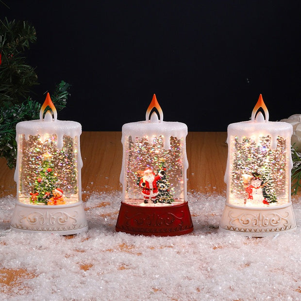 Christmas glowing water filled candles small wind lamps decorative gifts for the elderly water landscape lamps ﻿