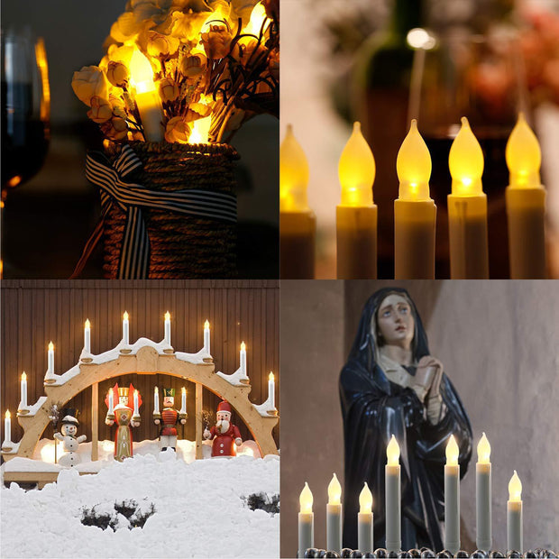 12pcs Long Candle Wedding Birthday Pie Led Electronic Candle Lights Halloween Christmas Dinner Candles