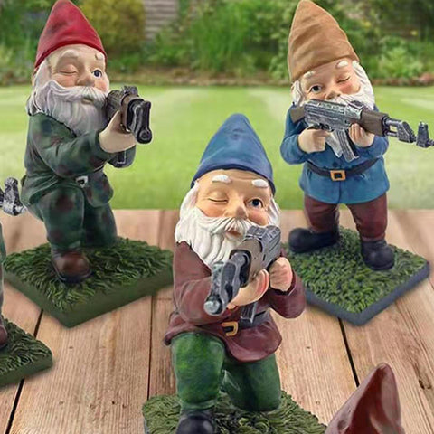 Creative Garden Dwarf Statue Combat Troops Garden Gnome Resin Ornament Garden Handicraft Ornament