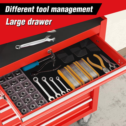 Rolling toolbox with 7 drawers and wheels, multifunctional tool cart storage cabinet