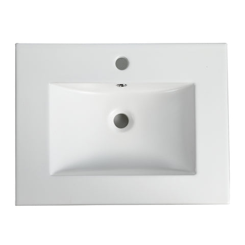 24 Inch Bathroom Ceramic Sink Basin, White