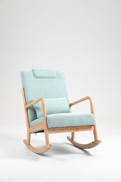 Rocking Chair Upholstered Fabric Rocking Armchair Indoor with High Backrest Glider Chairs and Lumbar Pillow for Living Room