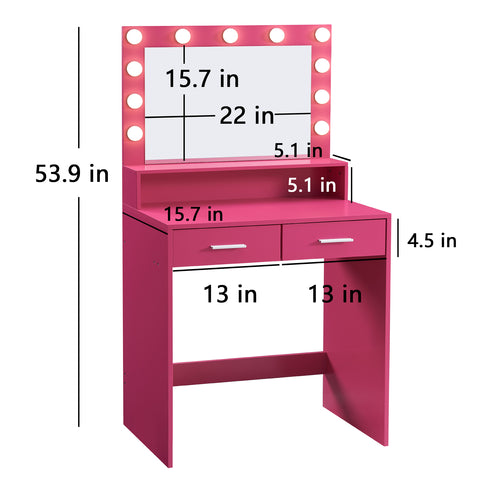 Makeup Vanity Desk with Mirror & Light