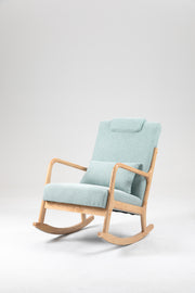 Rocking Chair Upholstered Fabric Rocking Armchair Indoor with High Backrest Glider Chairs and Lumbar Pillow for Living Room