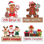 Christmas Decorations Desktop Table Gingerbread Man Biscuit Man Wooden Decorations Christmas Wooden Decorations