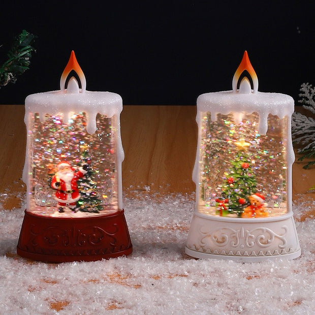 Christmas glowing water filled candles small wind lamps decorative gifts for the elderly water landscape lamps ﻿