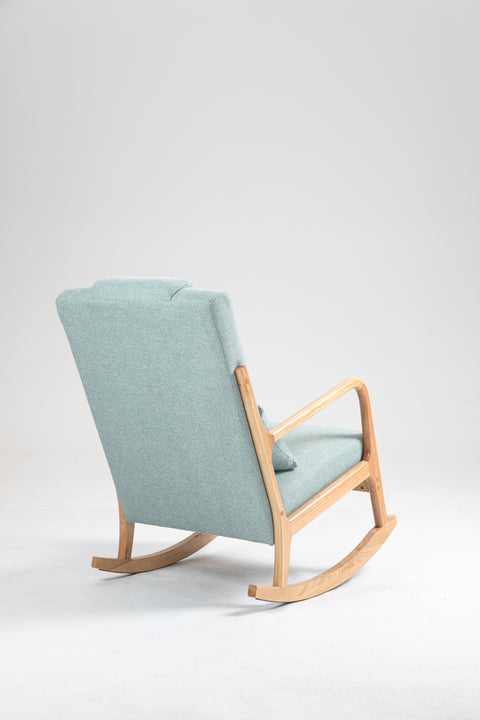 Rocking Chair Upholstered Fabric Rocking Armchair Indoor with High Backrest Glider Chairs and Lumbar Pillow for Living Room