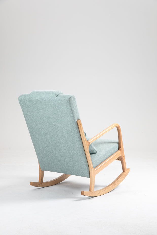 Rocking Chair Upholstered Fabric Rocking Armchair Indoor with High Backrest Glider Chairs and Lumbar Pillow for Living Room