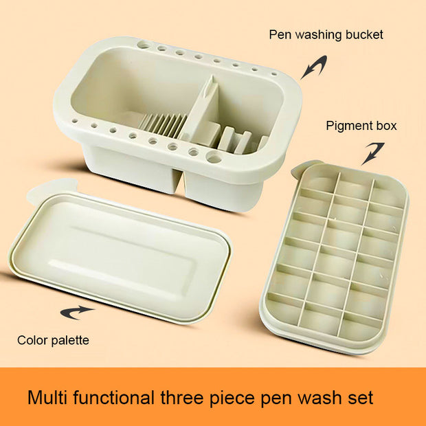 Multi functional three piece pen washing bucket set