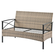 Patio Furniture, Outdoor Furniture, Seasonal PE Wicker Furniture, Four Set Wicker Furniture With Black Metal Table