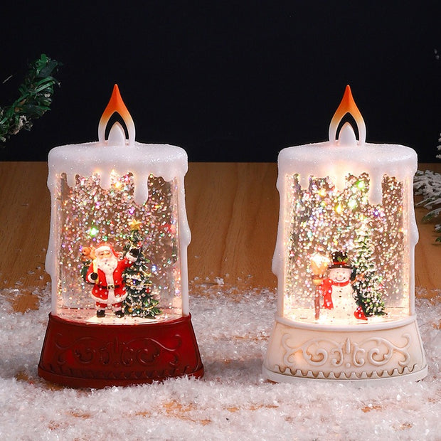 Christmas glowing water filled candles small wind lamps decorative gifts for the elderly water landscape lamps ﻿