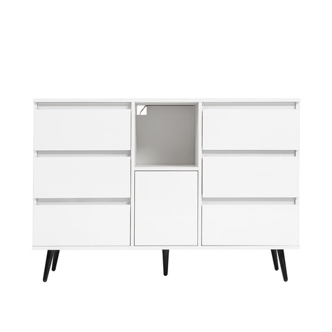 Living Room Sideboard Storage Cabinet White High Gloss with LED Light