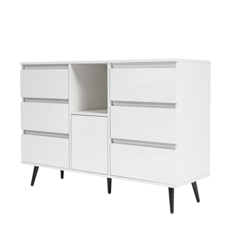 Living Room Sideboard Storage Cabinet White High Gloss with LED Light