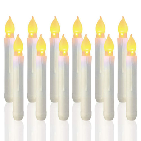 12pcs Long Candle Wedding Birthday Pie Led Electronic Candle Lights Halloween Christmas Dinner Candles