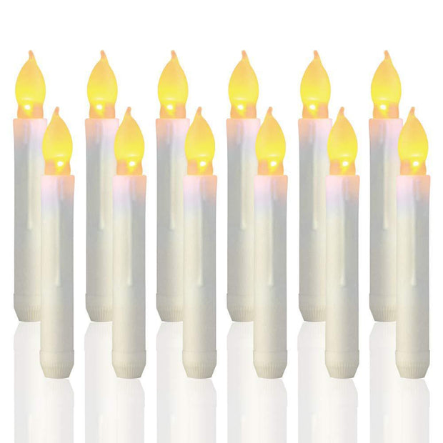 12pcs Long Candle Wedding Birthday Pie Led Electronic Candle Lights Halloween Christmas Dinner Candles