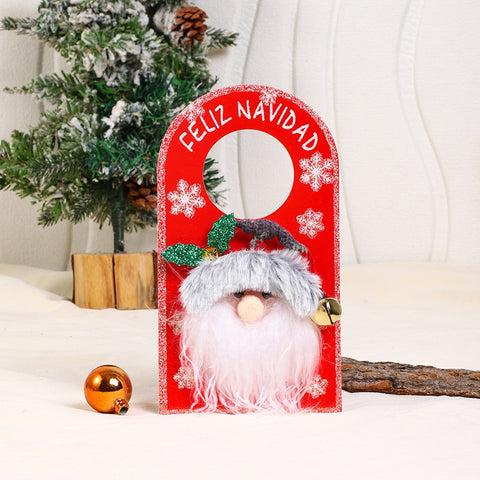 Christmas cartoon door handle ornament elderly snowman Christmas wooden sign door ornament