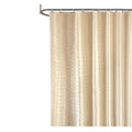 Yellow Jacquard shower curtain with a subtle pattern on a white background